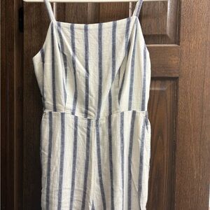 Old Navy Blue and White Women’s Striped Jumpsuit
